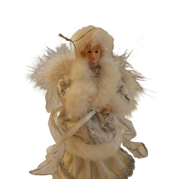 Vintage Dandee International Ltd White Angel Tree Topper Feather Wings - Picture 2 of 6